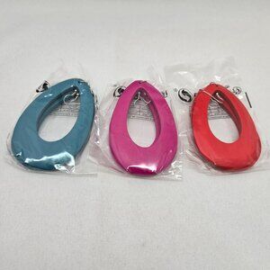 Colorful Wood Teardrop Earrings #868